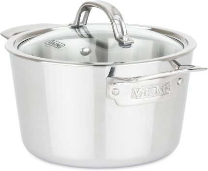 Viking 3-Ply Stainless Steel Stock Pot, 3.4 Quart Soup Cooking Pot with Lid Viking 3-Ply Stainless Steel Stock Pot, 3.4 Quart Soup Cooking Pot with Lid