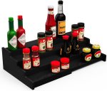 Spice Rack Organizer for Expandable 4-Tier, Adjustable Bamboo Spice Storage for Kitchen Cabinet, Pantry and Countertop Organization, Black Spice Rack Organizer for Expandable 4-Tier, Adjustable Bamboo Spice Storage for Kitchen Cabinet, Pantry and Countertop Organization, Black