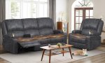 3 Seater Recliner Sofa Set with 2-Tier Cushion, 3+1 Pieces in Living Room, 3 Seater Reclining Couch Velvet Fabric with Removable Console, 1 Oversize Recliner Chair Sofa Seat – Grey 3 Seater Recliner Sofa Set with 2-Tier Cushion, 3+1 Pieces in Living Room, 3 Seater Reclining Couch Velvet Fabric with Removable Console, 1 Oversize Recliner Chair Sofa Seat – Grey
