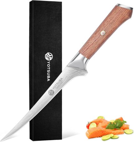 YOTSUBA Fillet Knife, 7 Inch Fish Knives for Filleting, Razor Sharp High Carbon Steel Boning Knife with Ergonomic Rosewood Handle, Professional Fish Knives for Meat with Gift Box YOTSUBA Fillet Knife, 7 Inch Fish Knives for Filleting, Razor Sharp High Carbon Steel Boning Knife with Ergonomic Rosewood Handle, Professional Fish Knives for Meat with Gift Box