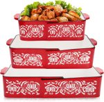 Ceramic Baking Dish Set 3-Pack, Non-stick Deep Casserole Pans for Oven, Microwave & Dishwasher, Rectangular Lasagna Bakeware with Heat-Resistant Handles, 3 Sizes (14.5, 12.8, 9.5 Inch) for Holiday Cooking Cake Pasta Ceramic Baking Dish Set 3-Pack, Non-stick Deep Casserole Pans for Oven, Microwave & Dishwasher, Rectangular Lasagna Bakeware with Heat-Resistant Handles, 3 Sizes (14.5, 12.8, 9.5 Inch) for Holiday Cooking Cake Pasta