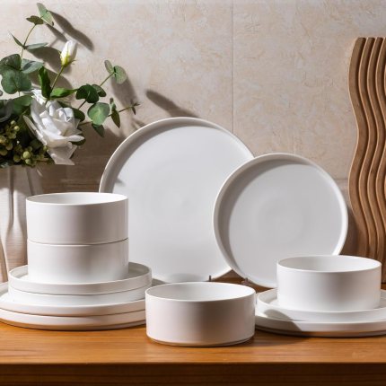 GBHOME Ceramic Dinnerware Sets of 4,Stoneware Plates and Bowls Sets,Chip and Crack Resistant | Dishwasher & Microwave Safe Dishes Set,Scratch Resistant- Service for 4 (12pc)-Matte White GBHOME Ceramic Dinnerware Sets of 4,Stoneware Plates and Bowls Sets,Chip and Crack Resistant | Dishwasher & Microwave Safe Dishes Set,Scratch Resistant- Service for 4 (12pc)-Matte White