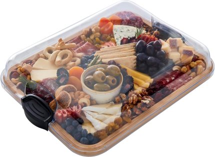 FARBERWARE Build-A-Board Bamboo Cutting Board with Clear Locking Lid and Black Handles, Perfect for Charcuterie, Snacks, and More, Single Compartment FARBERWARE Build-A-Board Bamboo Cutting Board with Clear Locking Lid and Black Handles, Perfect for Charcuterie, Snacks, and More, Single Compartment