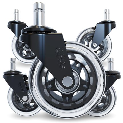 The Office Oasis Original Rollerblade Office Chair Wheels (As Seen On PBS) – Incredibly Smooth & Quiet Casters – Safe for Hardwood Floors & Carpet – Easy Installation with Universal Fit – Set of 5 The Office Oasis Original Rollerblade Office Chair Wheels (As Seen On PBS) – Incredibly Smooth & Quiet Casters – Safe for Hardwood Floors & Carpet – Easy Installation with Universal Fit – Set of 5