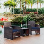 Nestl Wicker Patio Furniture Set – 3 Piece Bistro Table and Chairs Set of 2, Front Porch Furniture Set, Patio Chairs Set of 2, Outdoor Patio Set, Patio Conversation Sets (Brown/Navy) Nestl Wicker Patio Furniture Set – 3 Piece Bistro Table and Chairs Set of 2, Front Porch Furniture Set, Patio Chairs Set of 2, Outdoor Patio Set, Patio Conversation Sets (Brown/Navy)