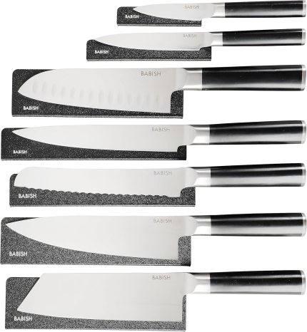 Babish High-Carbon 1.4116 German Steel 14 Piece Full Tang Forged Kitchen Knife Set W/Sheaths Babish High-Carbon 1.4116 German Steel 14 Piece Full Tang Forged Kitchen Knife Set W/Sheaths