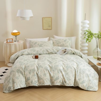 ECOCOTT 3 Pieces Duvet Cover Set with Vintage Green Leaves Pattern 100% Natural Cotton, Ultra Soft and Easy Care Breathable Cozy Simple Style Bedding Set (King Size) ECOCOTT 3 Pieces Duvet Cover Set with Vintage Green Leaves Pattern 100% Natural Cotton, Ultra Soft and Easy Care Breathable Cozy Simple Style Bedding Set (King Size)