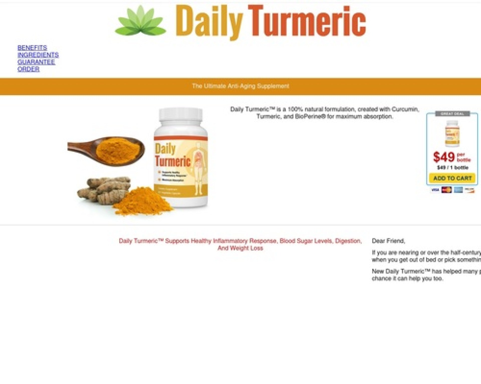 Daily Turmeric – Dietary Supplement | Supports Healthly Inflammatory Response Daily Turmeric – Dietary Supplement | Supports Healthly Inflammatory Response