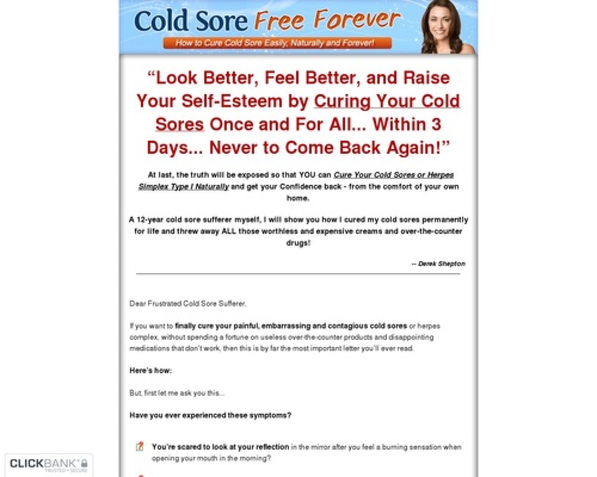 Cold Sore Free Forever – How to Cure Cold Sore Easily, Naturally and Forever! Cold Sore Free Forever – How to Cure Cold Sore Easily, Naturally and Forever!