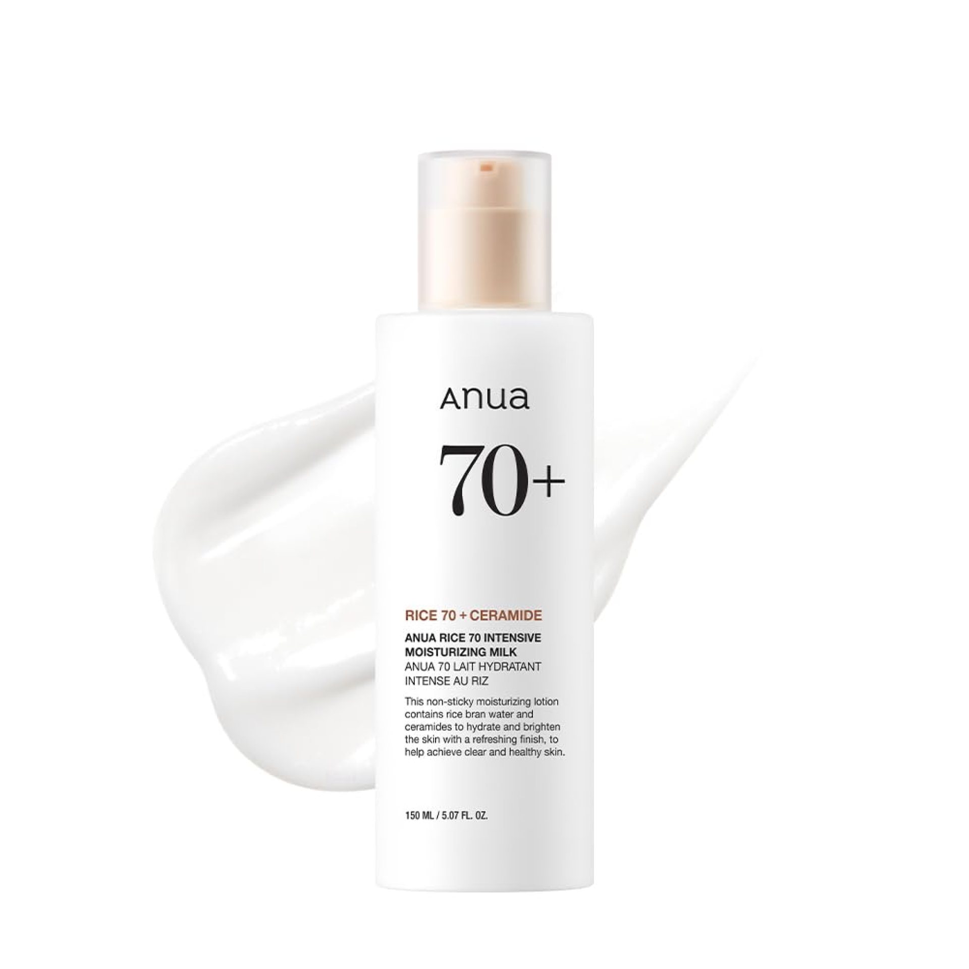 ANUA Rice 70 Intensive Moisturizing Milk, Lotion for Deep Hydration and Nourishing, Glowy Glass Skin, Rice Water, Niacinamide, Ceramides, Lightweight, Korean Skincare, 150ml/ 5.07 fl.oz. ANUA Rice 70 Intensive Moisturizing Milk, Lotion for Deep Hydration and Nourishing, Glowy Glass Skin, Rice Water, Niacinamide, Ceramides, Lightweight, Korean Skincare, 150ml/ 5.07 fl.oz.