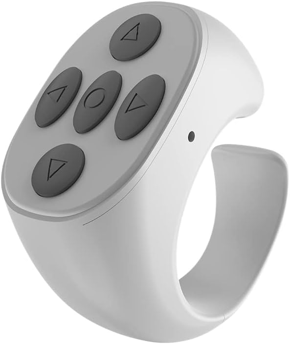 1Pcs Portable Wireless Bluetooth-Compatible Ring Remote Control Fingertip Selfie Video Controller Automatic Page Turner Browsing for Phone (White) 1Pcs Portable Wireless Bluetooth-Compatible Ring Remote Control Fingertip Selfie Video Controller Automatic Page Turner Browsing for Phone (White)