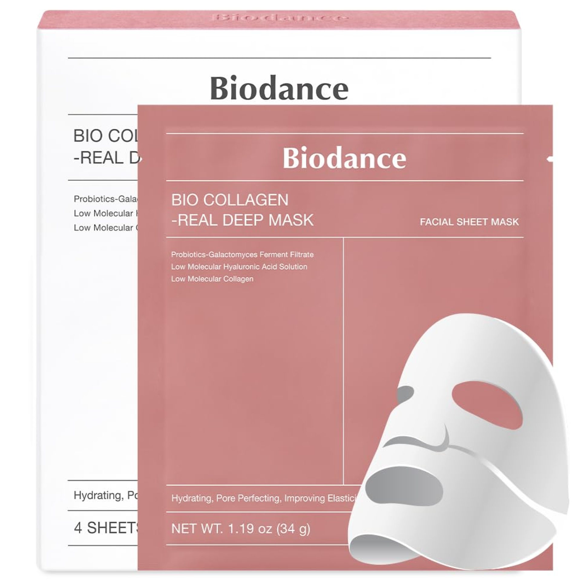 BIODANCE Bio-Collagen Real Deep Mask, Hydrating Overnight Hydrogel Mask, Pore Minimizing, Elasticity Improvement, 34g x4ea BIODANCE Bio-Collagen Real Deep Mask, Hydrating Overnight Hydrogel Mask, Pore Minimizing, Elasticity Improvement, 34g x4ea