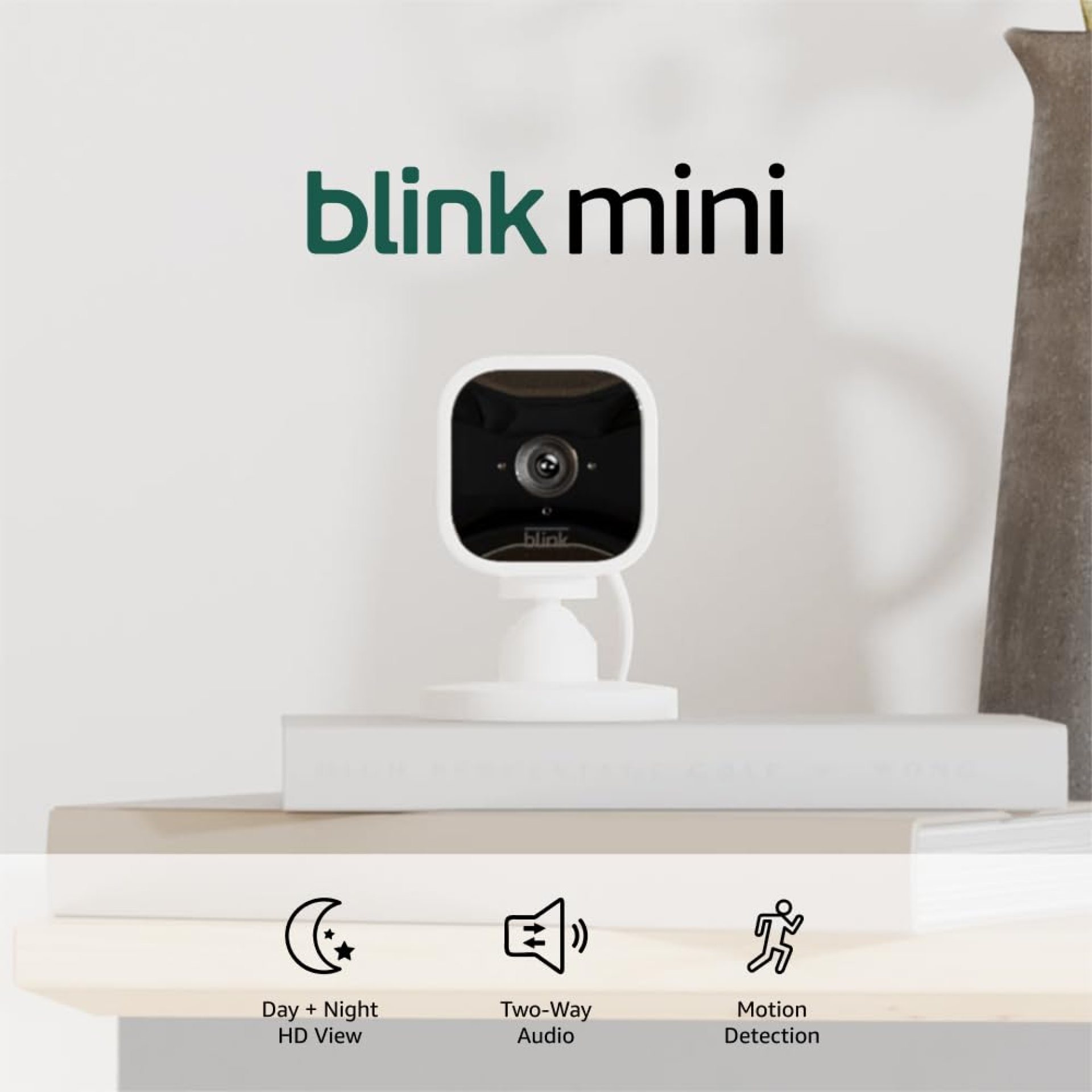 Blink Mini – Compact indoor plug-in smart security camera, 1080p HD video, night vision, motion detection, two-way audio, easy set up, Works with Alexa – 2 cameras (White) Blink Mini – Compact indoor plug-in smart security camera, 1080p HD video, night vision, motion detection, two-way audio, easy set up, Works with Alexa – 2 cameras (White)