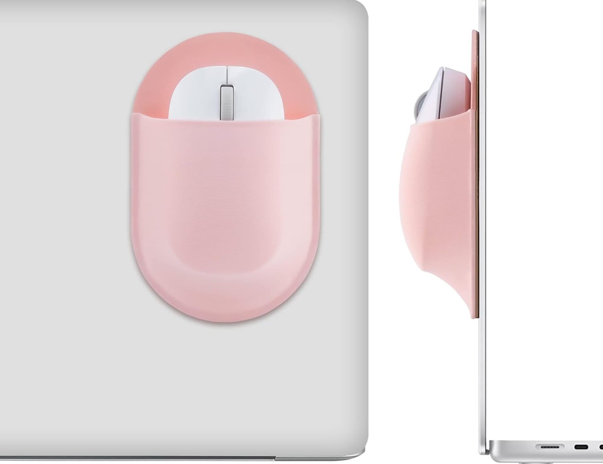Epessa Stick-On Mouse Pouch, Universal Holder for Wireless Mice, Reusable Adhesive, No Glue Residue, Compatible with iPad or MacBook (Pink) Epessa Stick-On Mouse Pouch, Universal Holder for Wireless Mice, Reusable Adhesive, No Glue Residue, Compatible with iPad or MacBook (Pink)