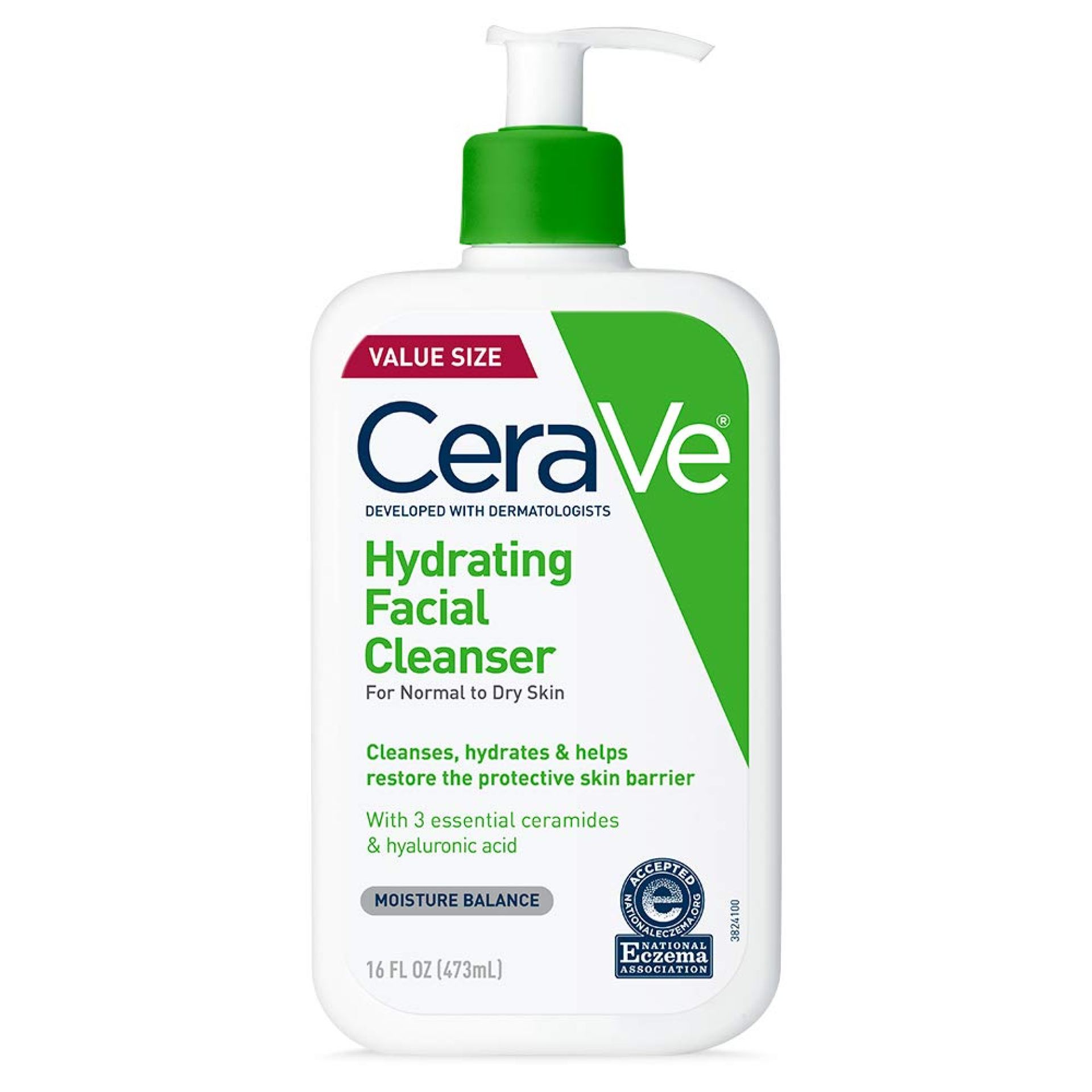 CeraVe Hydrating Facial Cleanser, Moisturizing Face Wash For Dry Skin, Hyaluronic Acid + Ceramides + Glycerin, Hydrating Cleanser For Normal To Dry Skin, National Eczema Association Certified CeraVe Hydrating Facial Cleanser, Moisturizing Face Wash For Dry Skin, Hyaluronic Acid + Ceramides + Glycerin, Hydrating Cleanser For Normal To Dry Skin, National Eczema Association Certified