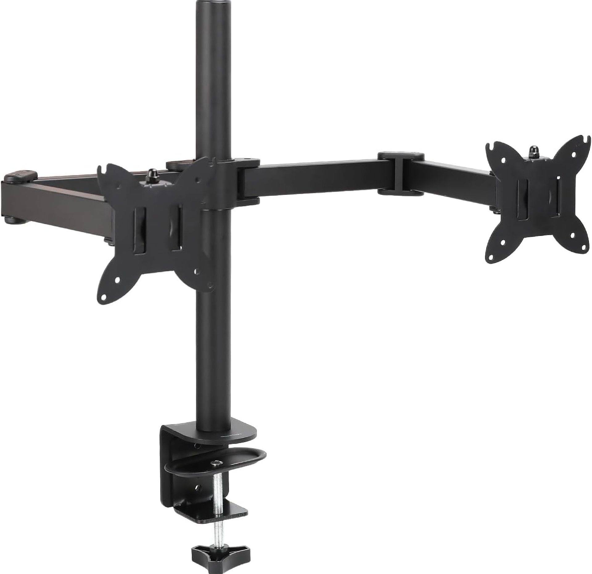Amazon Basics Adjustable Dual Computer Monitor Arm Mount, Holds up to 32″ Monitors, Black Amazon Basics Adjustable Dual Computer Monitor Arm Mount, Holds up to 32″ Monitors, Black
