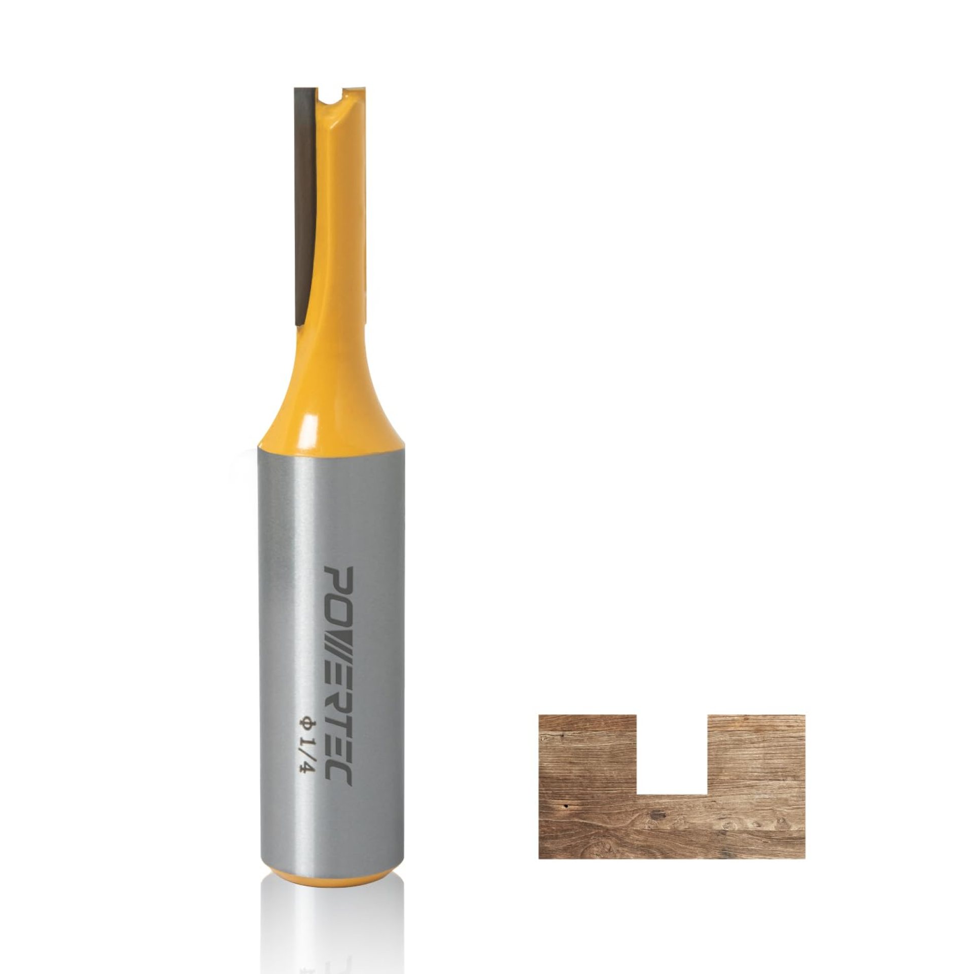 POWERTEC Straight Router Bit, 1/4″ Cutting Diameter, 1/2″ Shank, Tungsten Carbide Router Bit, 3/4″ Depth & 2-11/16″ Overall Length Fits CNC Router, Handheld Router & Plunge Router, 1PK (73051) POWERTEC Straight Router Bit, 1/4″ Cutting Diameter, 1/2″ Shank, Tungsten Carbide Router Bit, 3/4″ Depth & 2-11/16″ Overall Length Fits CNC Router, Handheld Router & Plunge Router, 1PK (73051)