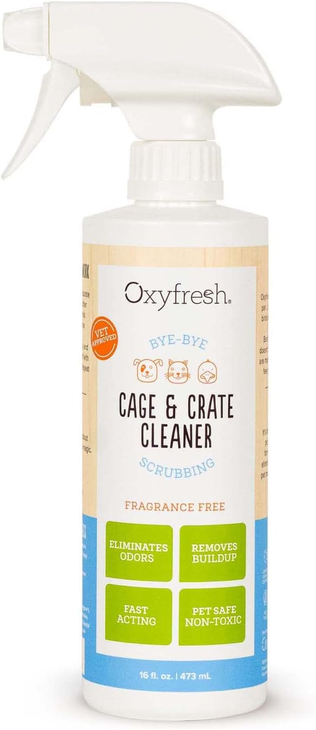 Oxyfresh Premium Crate & Cage Cleaner – Professional Dog Crate & Small Animal & Bird Cage Odor Eliminator – Quickly Cleans, Removes Poop & Deodorizes Pet Odors – Safe & Bleach Free Oxyfresh Premium Crate & Cage Cleaner – Professional Dog Crate & Small Animal & Bird Cage Odor Eliminator – Quickly Cleans, Removes Poop & Deodorizes Pet Odors – Safe & Bleach Free