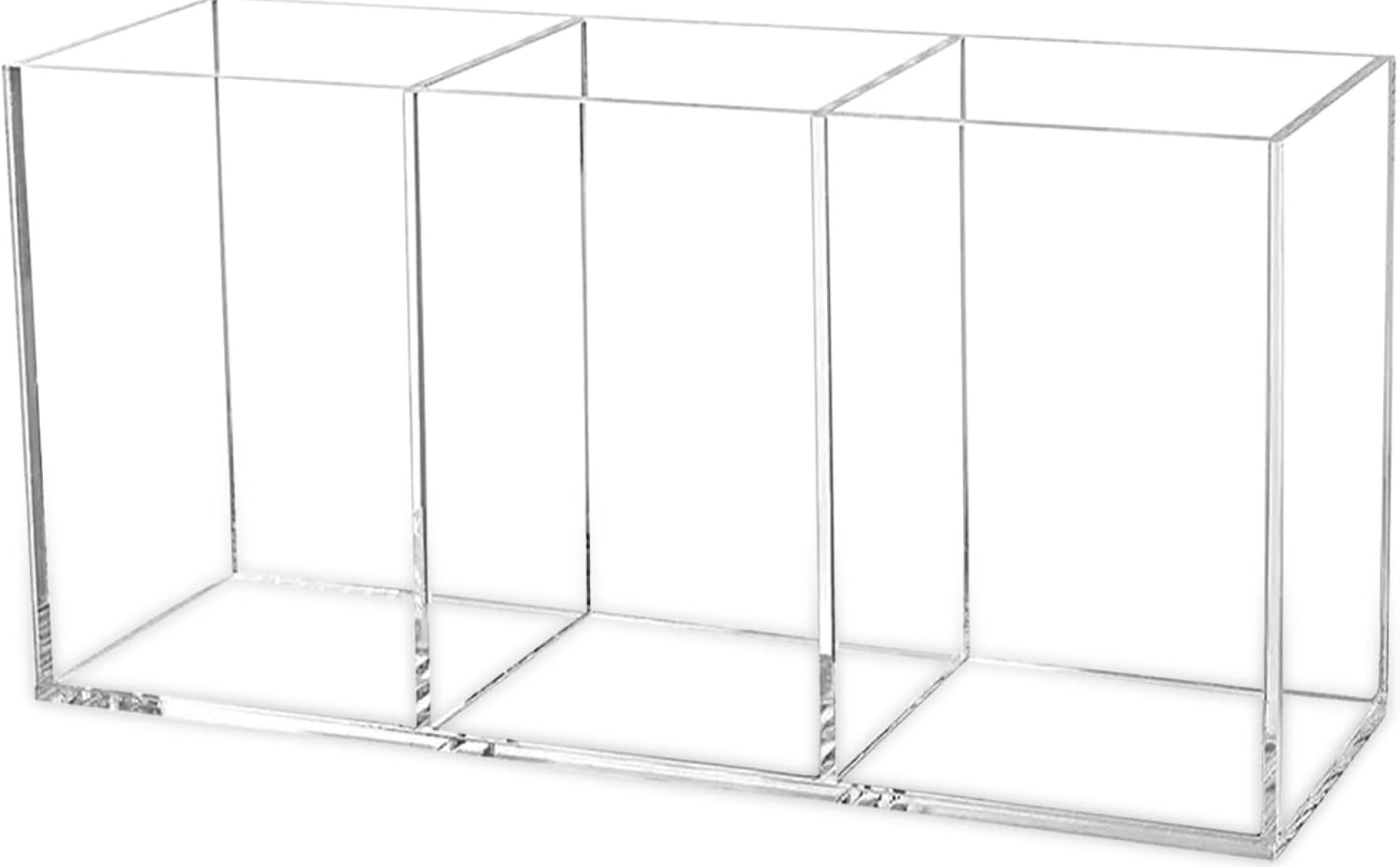 Clear Makeup Brush Organizer,Acrylic Cosmetic Brushes Storage Holder with 3 Slots,Pencil Pen Holder for Desk,Desk Organizer and Accessories for Vanity Clear Makeup Brush Organizer,Acrylic Cosmetic Brushes Storage Holder with 3 Slots,Pencil Pen Holder for Desk,Desk Organizer and Accessories for Vanity