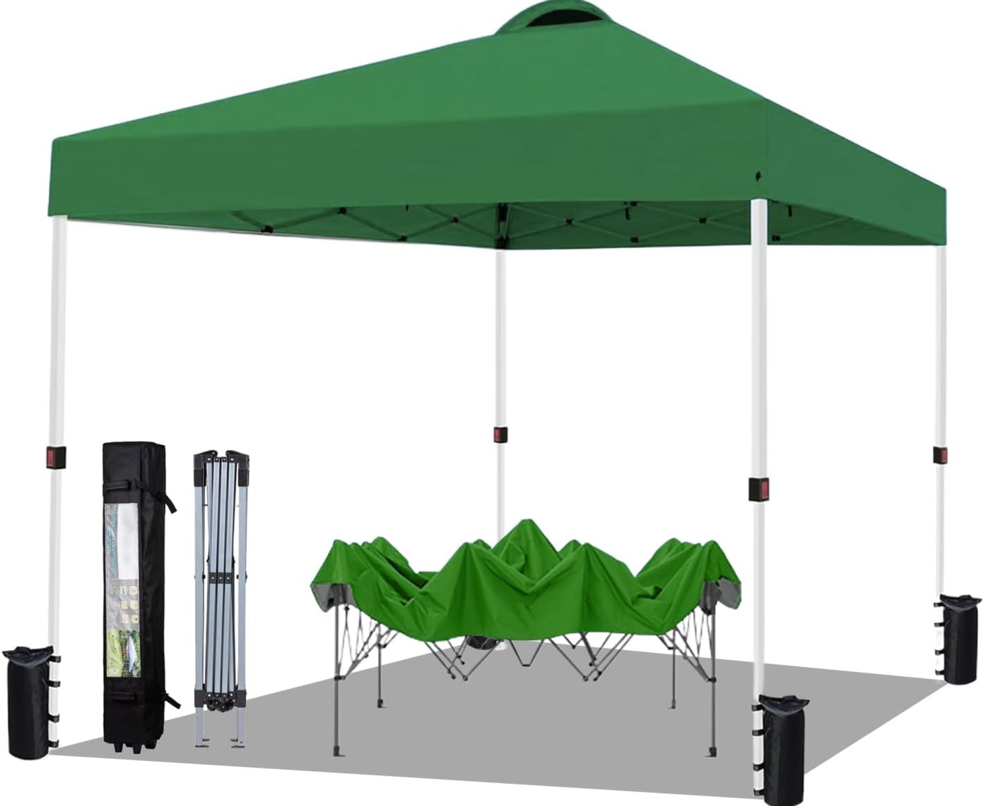 10×10 Pop Up Canopy Tent Waterproof Tent for Outdoor Party Camping Commercial Event Tent, with Wheeled Bag and 4 Sandbags (Green) 10×10 Pop Up Canopy Tent Waterproof Tent for Outdoor Party Camping Commercial Event Tent, with Wheeled Bag and 4 Sandbags (Green)