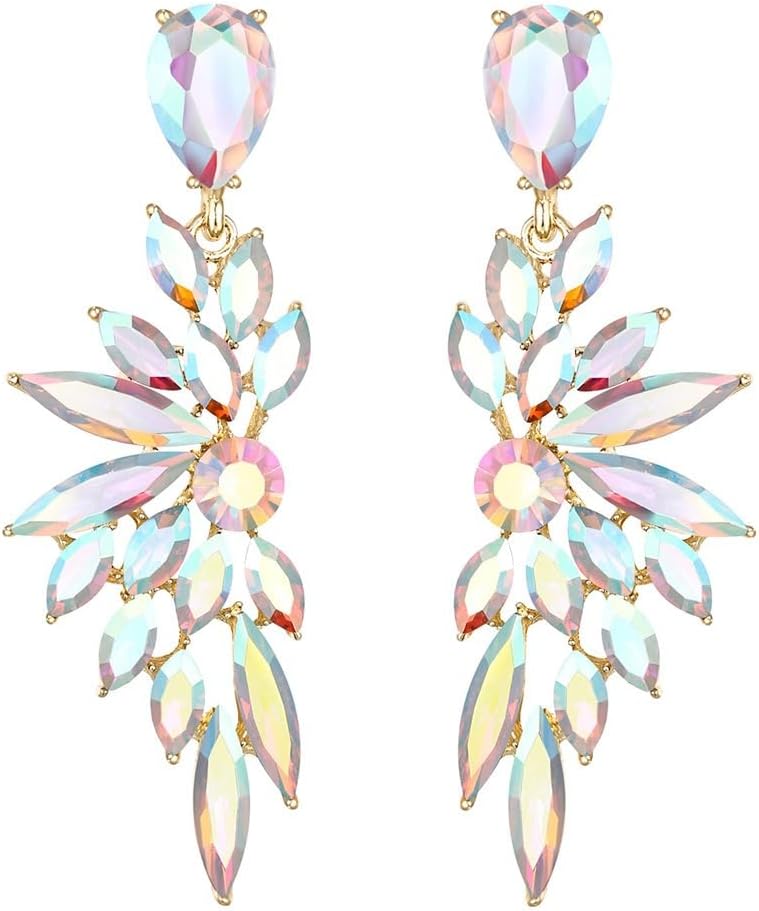 Bridal Chandelier Large Crystal Cluster Teardrop Dangle Earrings for Women, Rhinestone Statement Long Drop Wedding Prom Earrings Jewelry Bridal Chandelier Large Crystal Cluster Teardrop Dangle Earrings for Women, Rhinestone Statement Long Drop Wedding Prom Earrings Jewelry