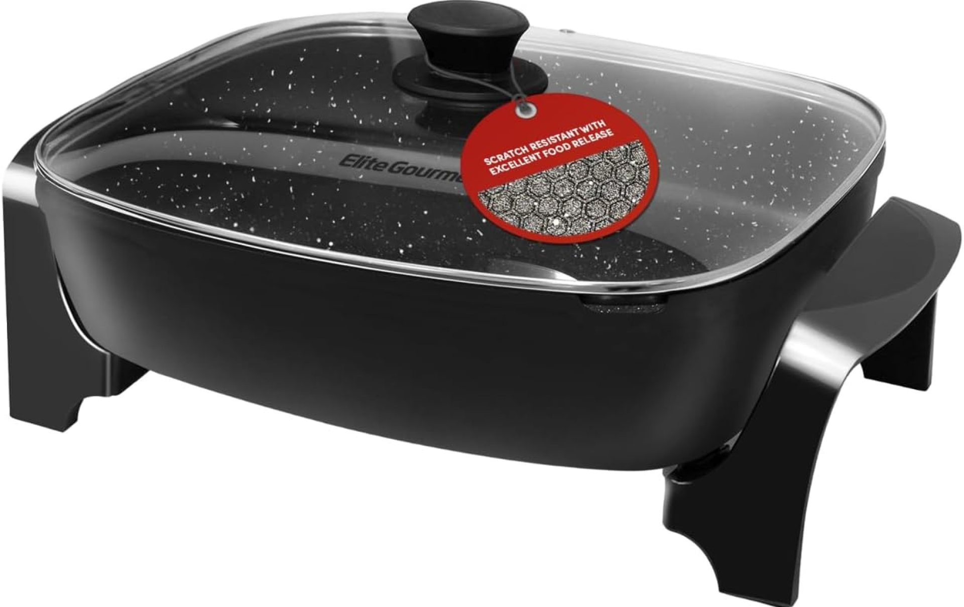 Elite Gourmet EG-6203# Extra Deep 16″x13″x3.2″ (10.5Qt.) Scratch Resistant, Easy Pour Spout Dishwasher Safe, Non-stick Electric Skillet with Glass Vented Lid, Adjustable Temperature, Black Elite Gourmet EG-6203# Extra Deep 16″x13″x3.2″ (10.5Qt.) Scratch Resistant, Easy Pour Spout Dishwasher Safe, Non-stick Electric Skillet with Glass Vented Lid, Adjustable Temperature, Black