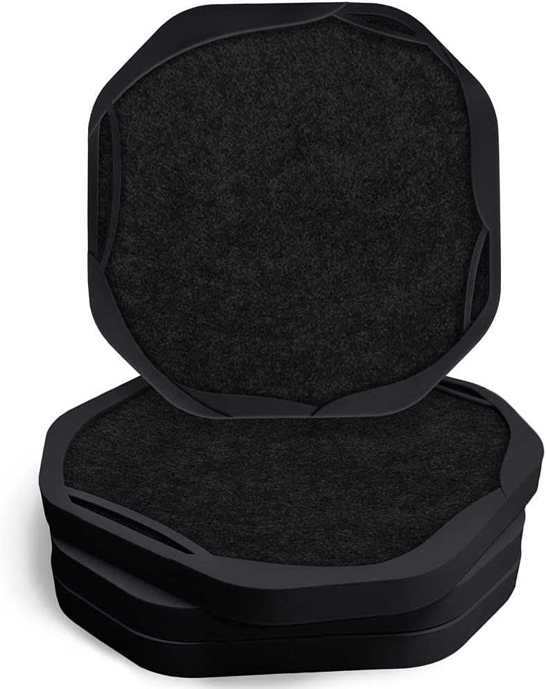 UMIRRO Black Drink Coasters for Tabletop Protection, Cool Large Absorbent Modern Coasters Prevent Home Office, Kitchen, Outdoor Furniture Damage, Cup Mat for Coffee Table, 4 Pack UMIRRO Black Drink Coasters for Tabletop Protection, Cool Large Absorbent Modern Coasters Prevent Home Office, Kitchen, Outdoor Furniture Damage, Cup Mat for Coffee Table, 4 Pack