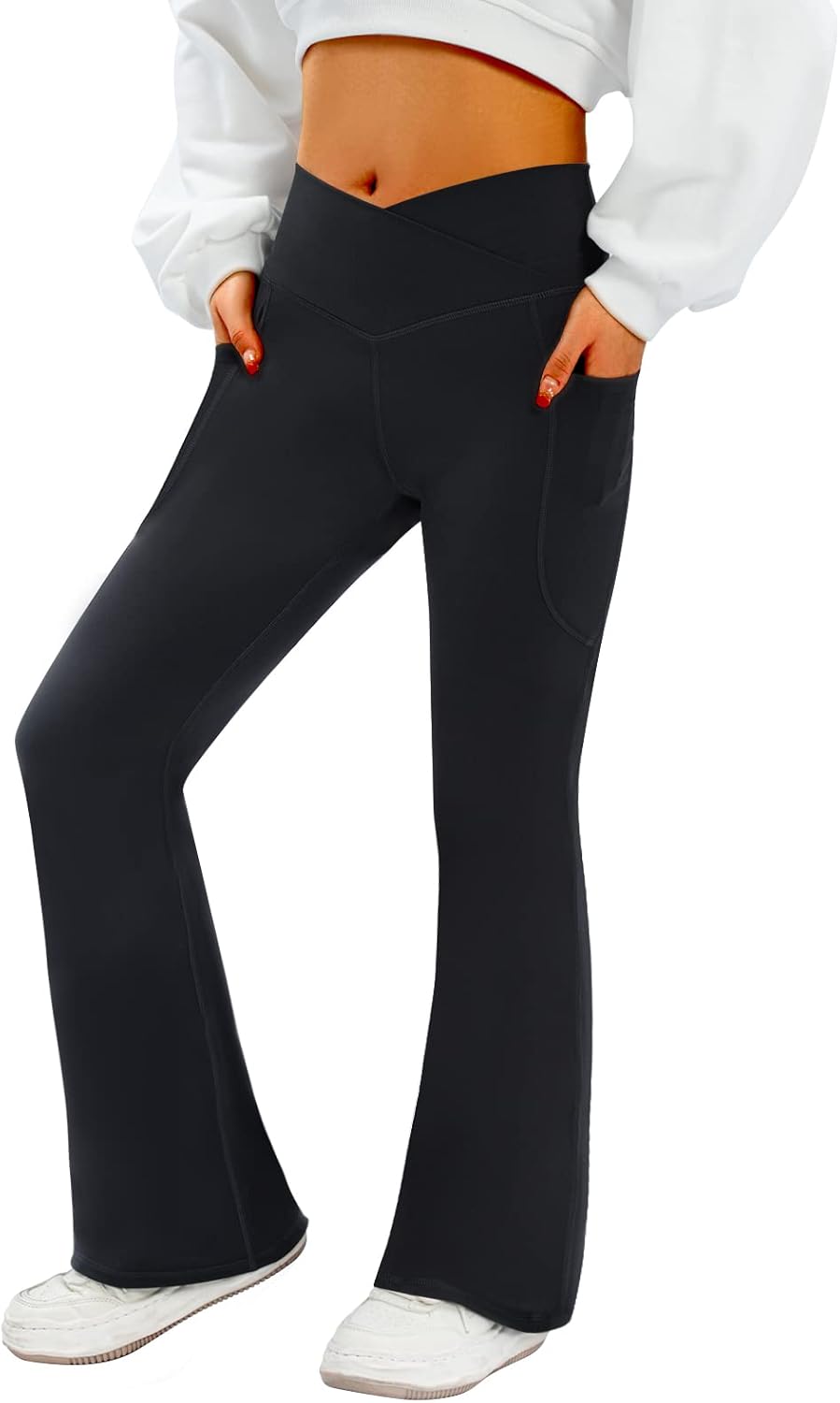 Women’s Flare Yoga Pants with Pockets-V Crossover High Waisted Bootcut Yoga Leggings-Flare Workout Gym Leggings Women’s Flare Yoga Pants with Pockets-V Crossover High Waisted Bootcut Yoga Leggings-Flare Workout Gym Leggings