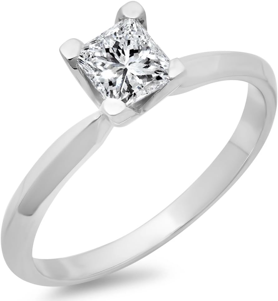 Dazzlingrock Collection IGI CERTIFIED 0.75 Carat (Cttw) 14K Princess Diamond Solitaire Engagement Ring 3/, Solid White Gold Dazzlingrock Collection IGI CERTIFIED 0.75 Carat (Cttw) 14K Princess Diamond Solitaire Engagement Ring 3/, Solid White Gold