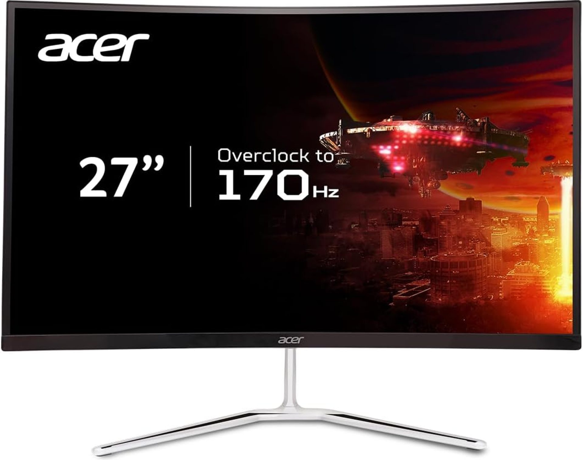 Acer 27″ WQHD 2560 x 1440 1500R Curved PC Gaming Monitor | AMD FreeSync Premium | Up to 170Hz Refresh | 1ms VRB | VESA Mount | HDR10 | 1 x Display Port 1.2 & 2 x HDMI 2.0 | EDA270U Pbmiipx | Silver Acer 27″ WQHD 2560 x 1440 1500R Curved PC Gaming Monitor | AMD FreeSync Premium | Up to 170Hz Refresh | 1ms VRB | VESA Mount | HDR10 | 1 x Display Port 1.2 & 2 x HDMI 2.0 | EDA270U Pbmiipx | Silver