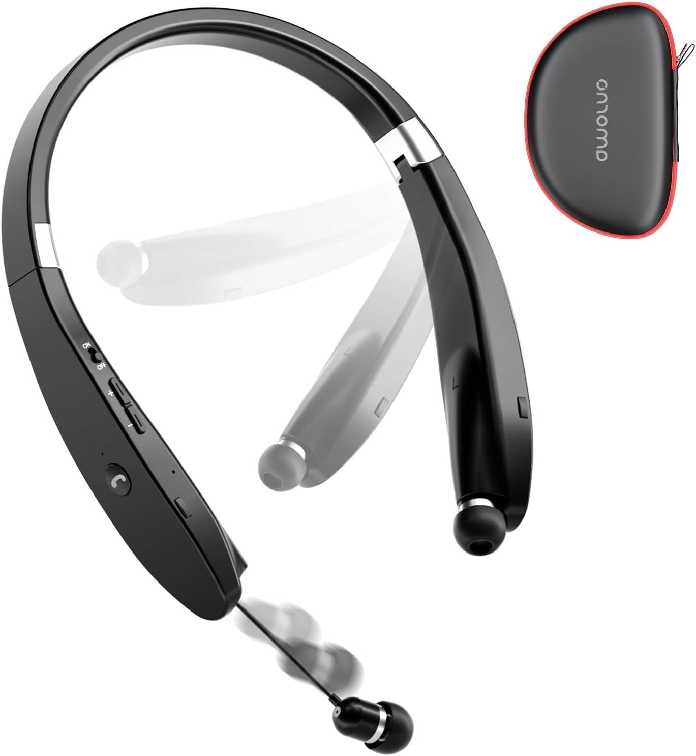 AMORNO Foldable Bluetooth Headphones Wireless Neckband Headset with Retractable Earbuds, Sports Sweatproof Noise Cancelling Stereo Earphones with Mic AMORNO Foldable Bluetooth Headphones Wireless Neckband Headset with Retractable Earbuds, Sports Sweatproof Noise Cancelling Stereo Earphones with Mic