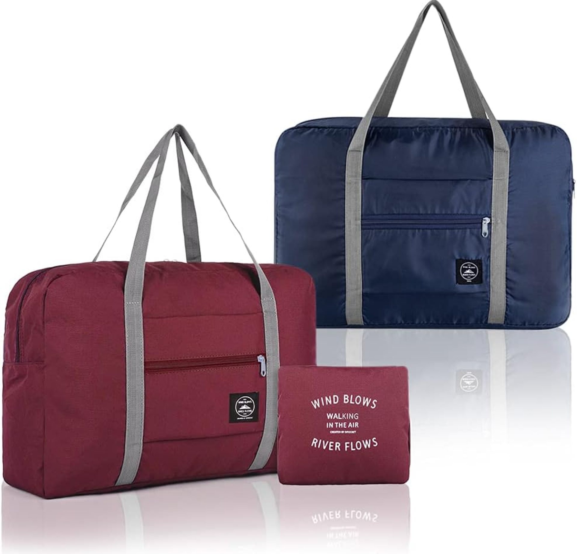 2 Pcs Foldable Travel Duffel Bags, Waterproof Lightweight Carry-on Bags, Suitable for Overnight, Holiday, Shopping, Weekends, Outing, Gym(Wine Red/Navy Blue) 2 Pcs Foldable Travel Duffel Bags, Waterproof Lightweight Carry-on Bags, Suitable for Overnight, Holiday, Shopping, Weekends, Outing, Gym(Wine Red/Navy Blue)