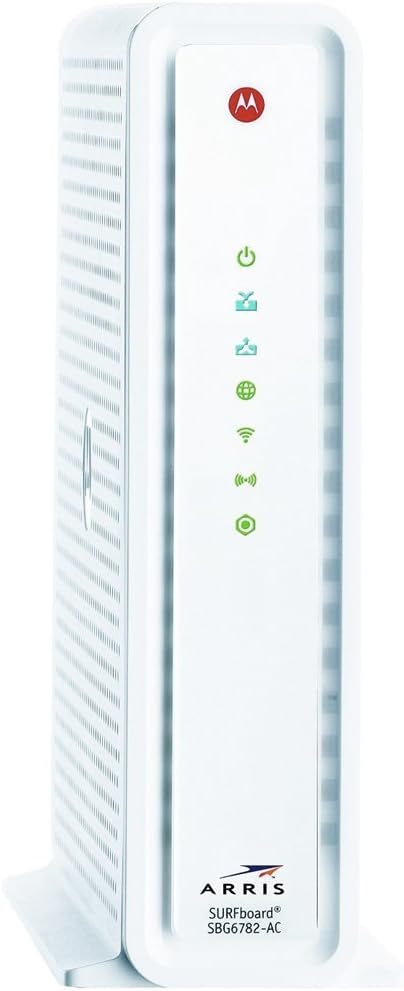 ARRIS SURFboard AC1750 DOCSIS 3.0 Cable Modem Router (SBG6782) Certified with Comcast Xfinity, Time Warner Cable, Charter, Cox, Cablevision, and more (Retail Packaging White) ARRIS SURFboard AC1750 DOCSIS 3.0 Cable Modem Router (SBG6782) Certified with Comcast Xfinity, Time Warner Cable, Charter, Cox, Cablevision, and more (Retail Packaging White)