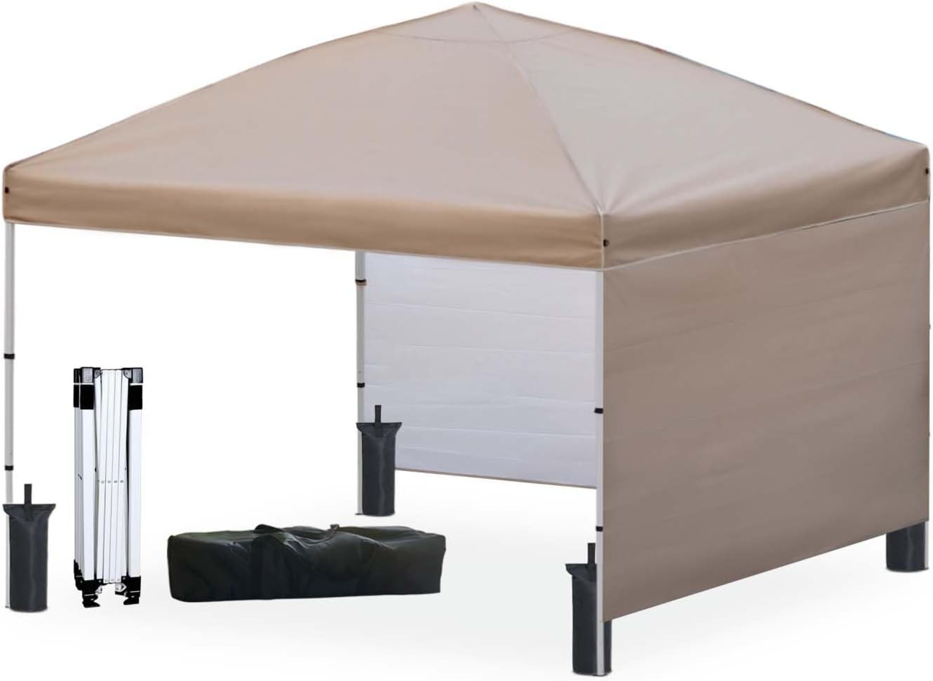 10×10 Pop Up Canopy Tent with 2 Sidewalls, Waterproof Shade Canopy with Sand Bags Outdoor Canopy Tent for Camping Beach Parties Backyard (Khaki) 10×10 Pop Up Canopy Tent with 2 Sidewalls, Waterproof Shade Canopy with Sand Bags Outdoor Canopy Tent for Camping Beach Parties Backyard (Khaki)