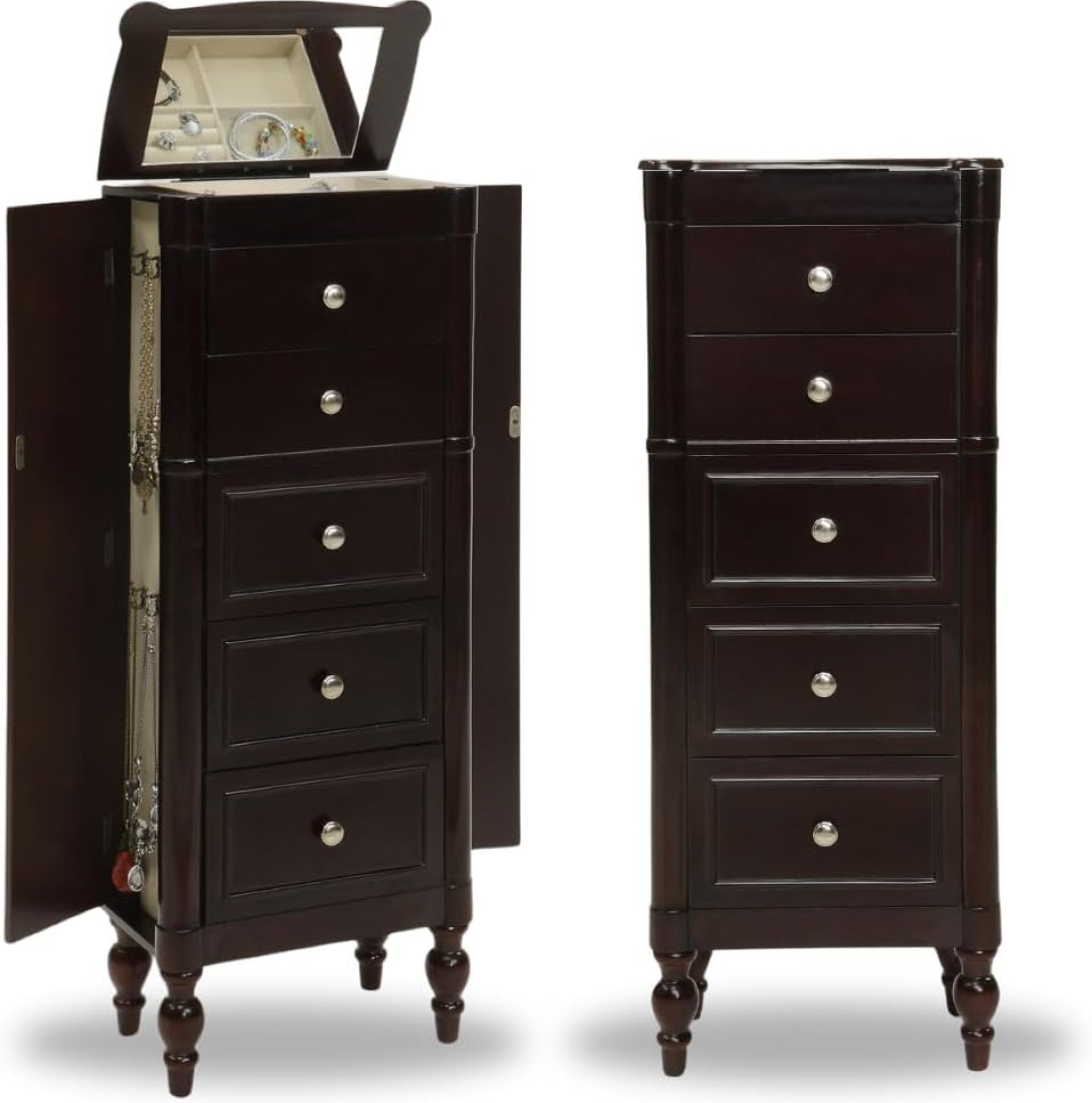 Hives & Honey Ella Espresso Jewelry Cabinet Armoire Box Storage Chest Stand Organizer Necklace Holder Hives & Honey Ella Espresso Jewelry Cabinet Armoire Box Storage Chest Stand Organizer Necklace Holder