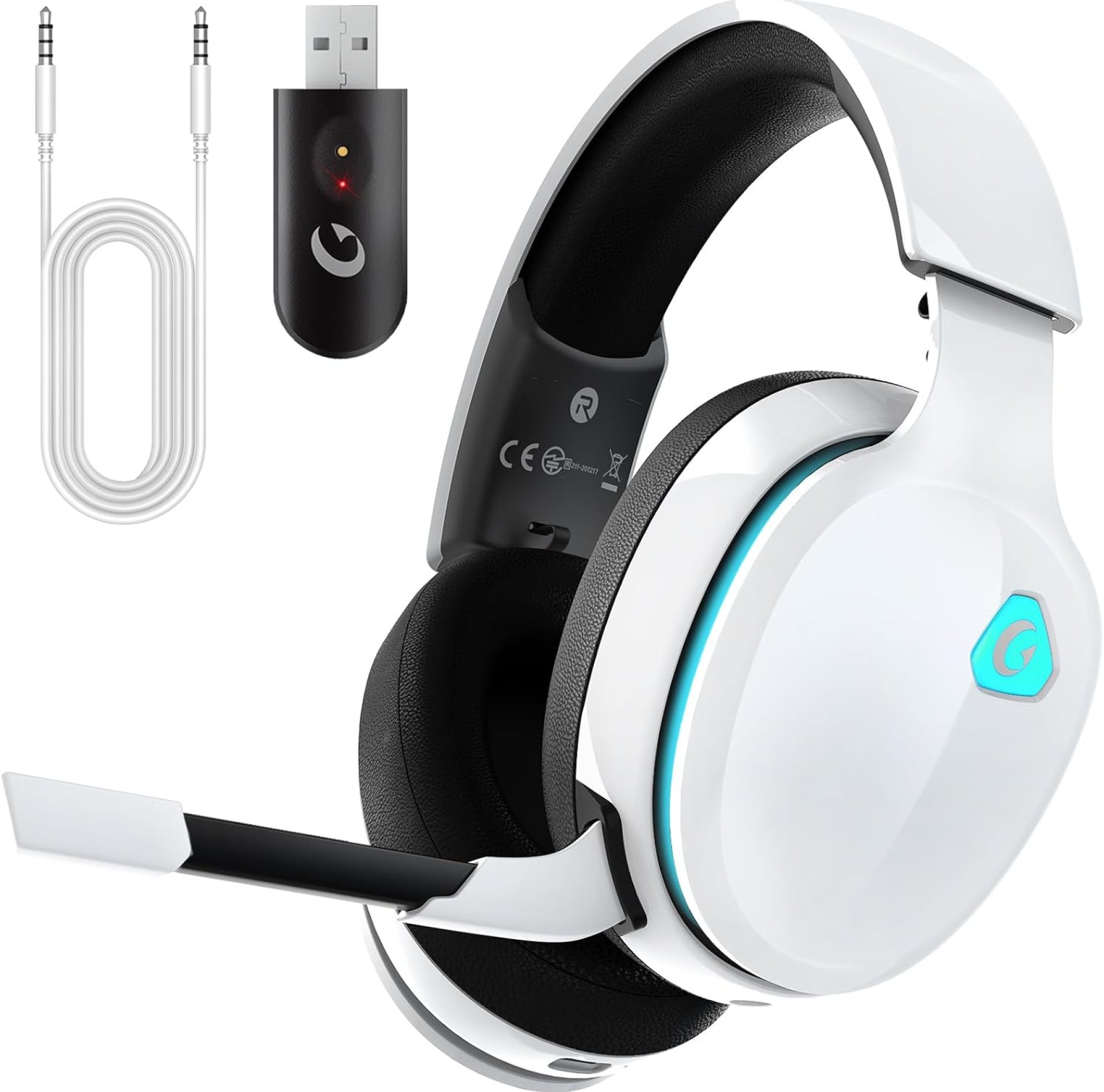 Gaming Headset Wireless 2.4GHz for PS5, PS4 Fortnite/Call of Duty/FPS Gamers, PC, Switch, Bluetooth 5.3 Gaming Headphones with ENC Microphone, Surround Sound, 40+H Battery (White) Gaming Headset Wireless 2.4GHz for PS5, PS4 Fortnite/Call of Duty/FPS Gamers, PC, Switch, Bluetooth 5.3 Gaming Headphones with ENC Microphone, Surround Sound, 40+H Battery (White)