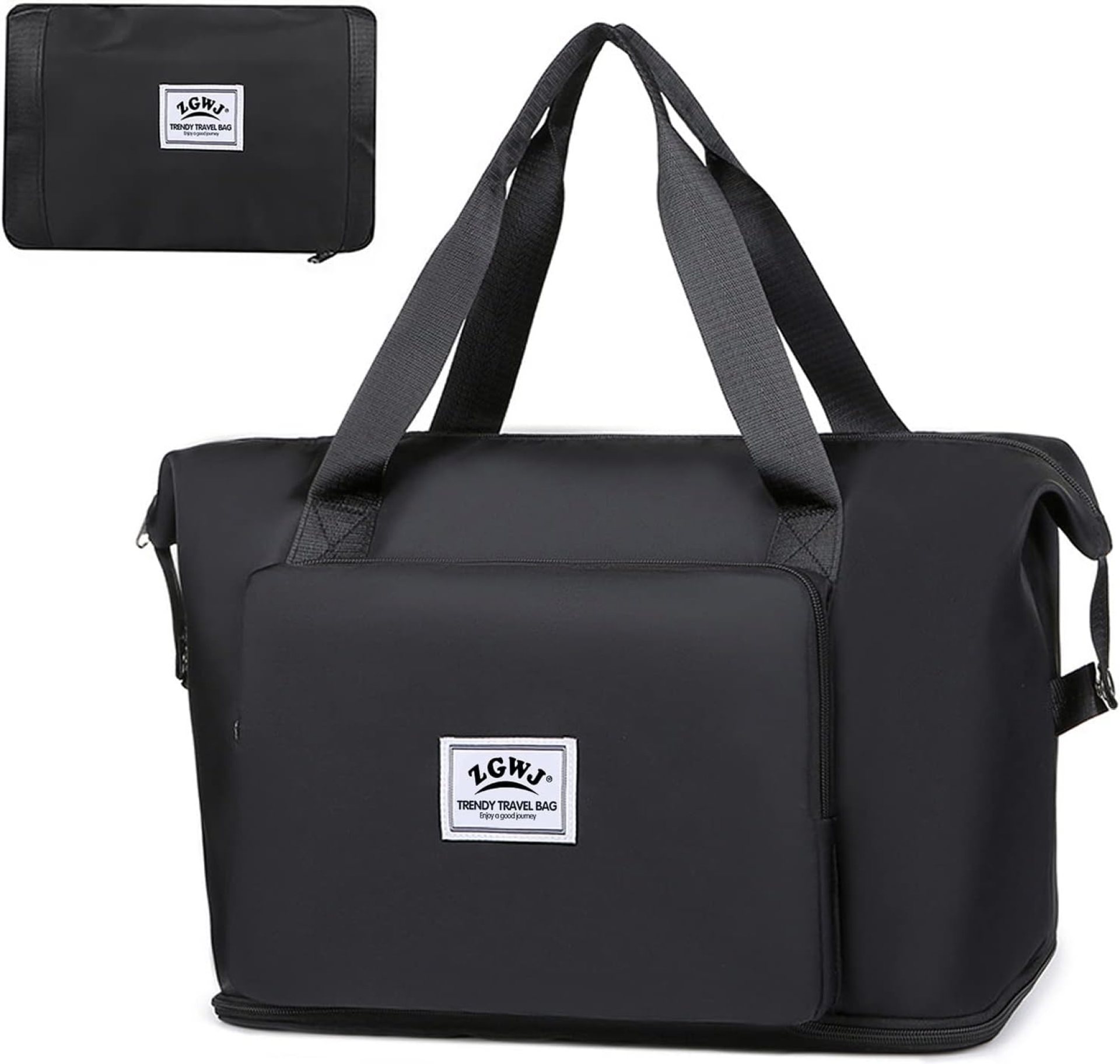Expandable Travel Duffel Tote Bag – Foldable Overnight Weekender, Carry-On, Swim & Gym Bag – Fits Spirit Airlines Personal Item Size – Lightweight, Waterproof & Durable with Trolley Sleeve,Black Expandable Travel Duffel Tote Bag – Foldable Overnight Weekender, Carry-On, Swim & Gym Bag – Fits Spirit Airlines Personal Item Size – Lightweight, Waterproof & Durable with Trolley Sleeve,Black