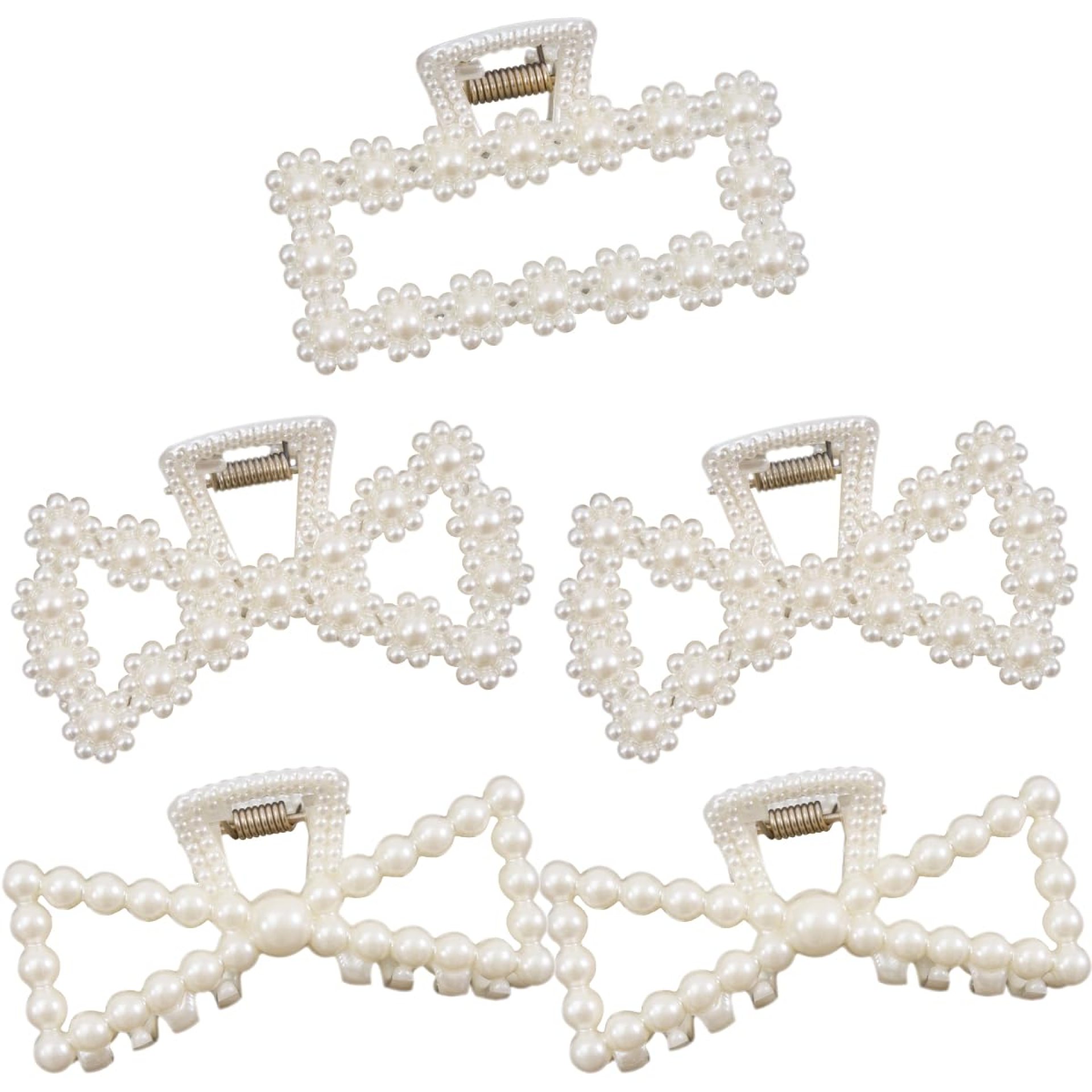 5 PCS Simulated Pearl Hair Claw Clips for Women | Multi-Use Barrettes for Thin Hair with Non-Slip Strong Hold | Barrettes for Thick & Curly Hair Accessories | Flat Claw Clips for Women, Off-White 5 PCS Simulated Pearl Hair Claw Clips for Women | Multi-Use Barrettes for Thin Hair with Non-Slip Strong Hold | Barrettes for Thick & Curly Hair Accessories | Flat Claw Clips for Women, Off-White