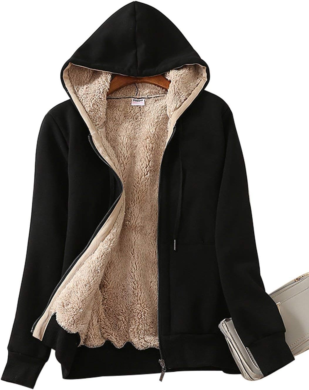 Yeokou Women’s Casual Full Zip Up Sherpa Lined Hoodie Sweatshirt Jacket Coat Yeokou Women’s Casual Full Zip Up Sherpa Lined Hoodie Sweatshirt Jacket Coat