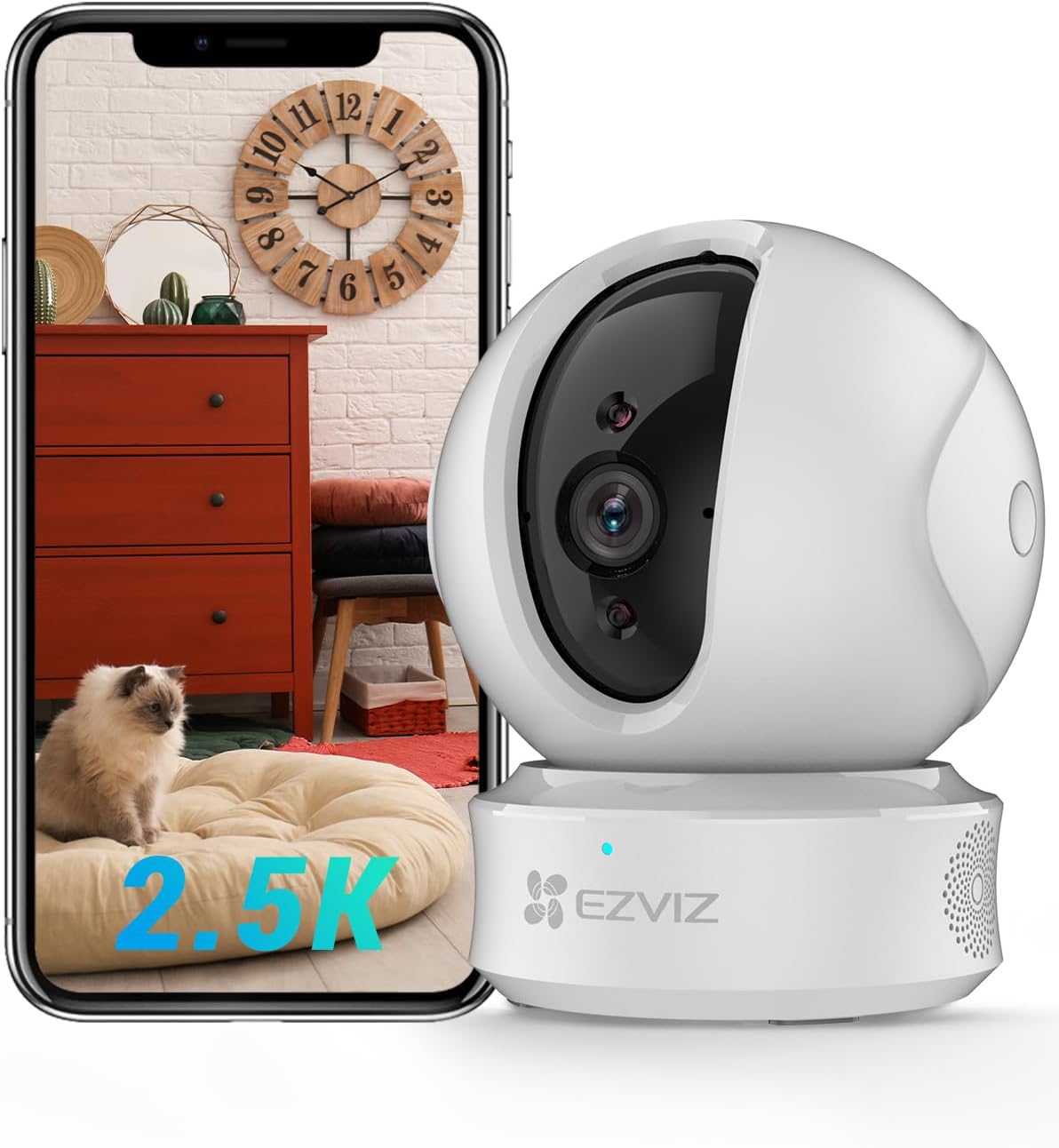 EZVIZ C6CN 2K+ Indoor Pan/Tilt Wi-Fi Security Camera, Human Detection, Smart Tracking, Two-Way Talk with Google Assistant and Amazon Alexa Compatibility EZVIZ C6CN 2K+ Indoor Pan/Tilt Wi-Fi Security Camera, Human Detection, Smart Tracking, Two-Way Talk with Google Assistant and Amazon Alexa Compatibility