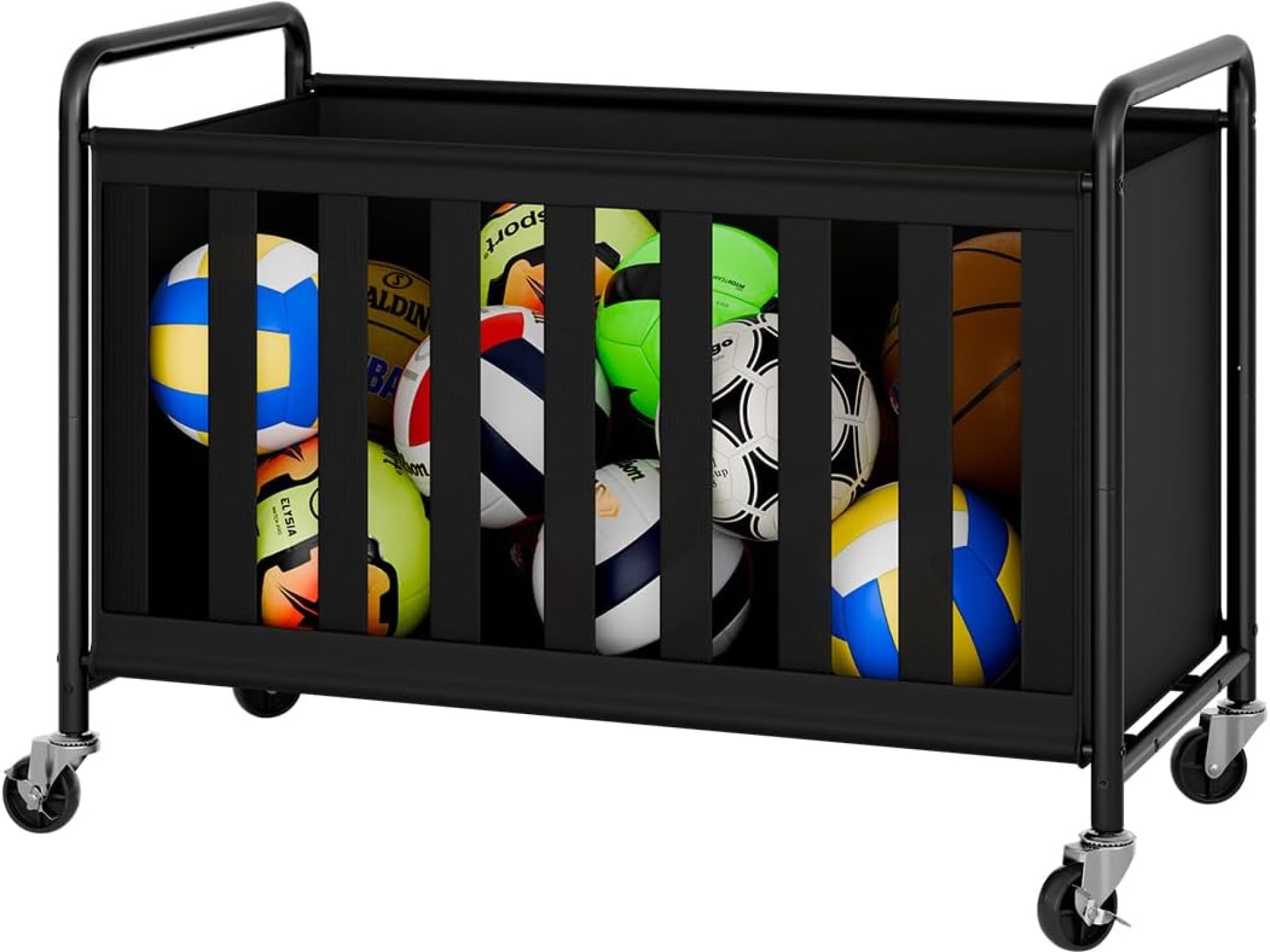 StorageWorks Ball Storage with Wheels, Ball Cart for Garage, Garage Sports Equipment Organizer with Hooks, Balls Organizer for Basketball, Football, Volleyball StorageWorks Ball Storage with Wheels, Ball Cart for Garage, Garage Sports Equipment Organizer with Hooks, Balls Organizer for Basketball, Football, Volleyball