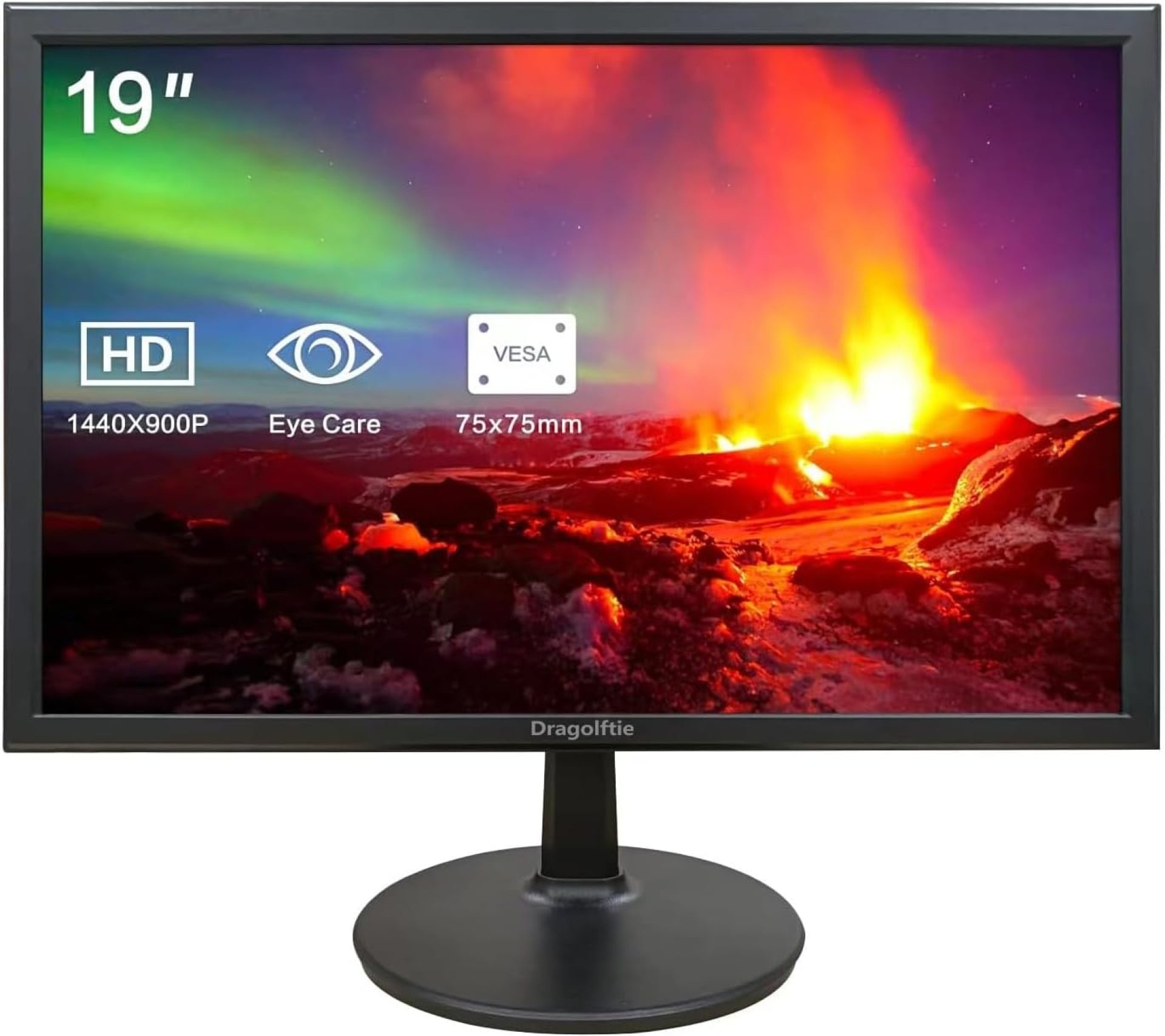 19 Inch PC Desktop Monitor 1440×900, Dual Built-in Speakers, 60Hz, 5ms, Computer Display Low-Blue Light LED Monitors, HDMI, VGA, VESA Mountable Business Screen, Black 19 Inch PC Desktop Monitor 1440×900, Dual Built-in Speakers, 60Hz, 5ms, Computer Display Low-Blue Light LED Monitors, HDMI, VGA, VESA Mountable Business Screen, Black