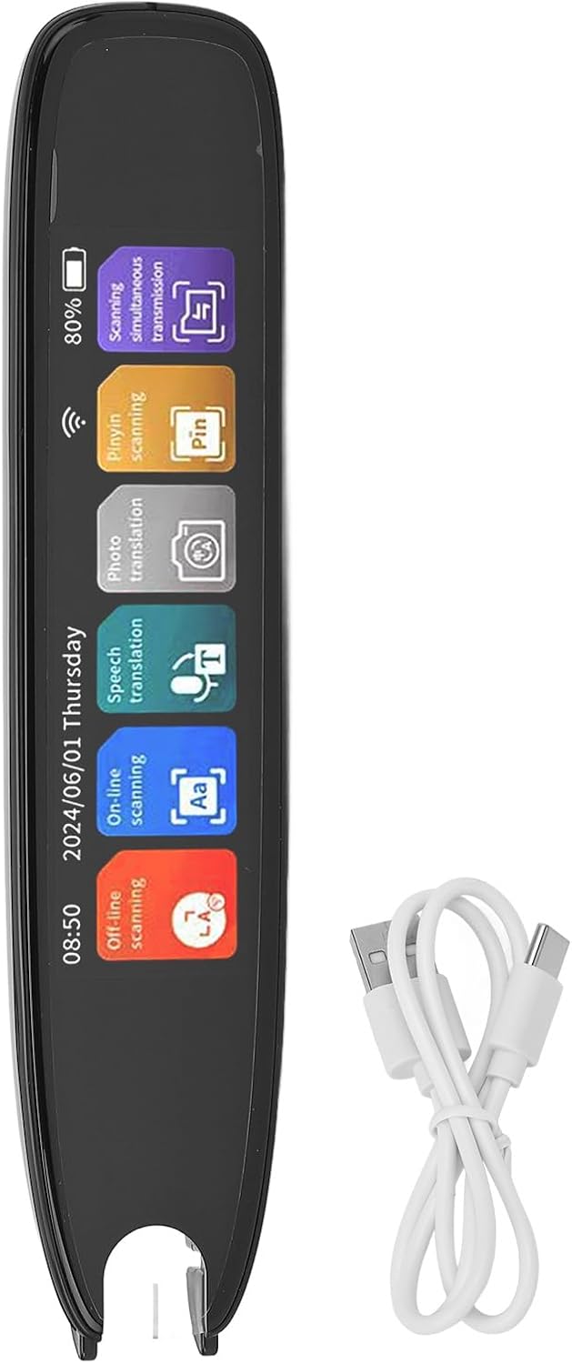 Scan Reader Pen, 3.7in Screen 142 Languages Online Translator Pen, Multifunctional Portable Digital Smart Voice Scanning Translation Device for Travel, Business, Learning Scan Reader Pen, 3.7in Screen 142 Languages Online Translator Pen, Multifunctional Portable Digital Smart Voice Scanning Translation Device for Travel, Business, Learning