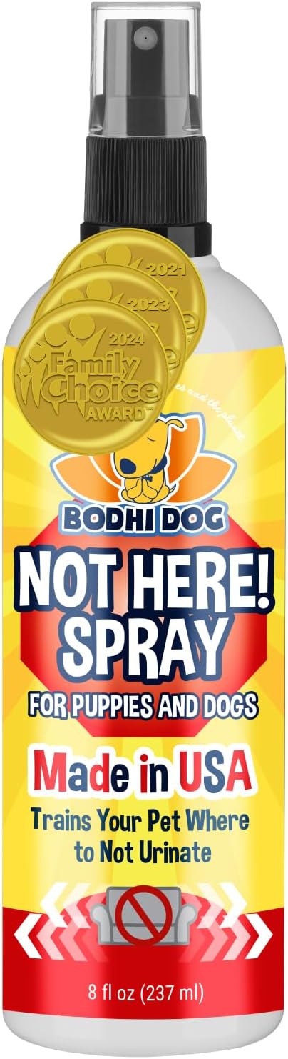 Bodhi Dog Not Here! Spray | Trains Your Pet Where Not to Urinate | Training Corrector for Puppies & Dogs | for Indoor & Outdoor Use | No More Marking | Made in The USA (8 Ounce) Bodhi Dog Not Here! Spray | Trains Your Pet Where Not to Urinate | Training Corrector for Puppies & Dogs | for Indoor & Outdoor Use | No More Marking | Made in The USA (8 Ounce)