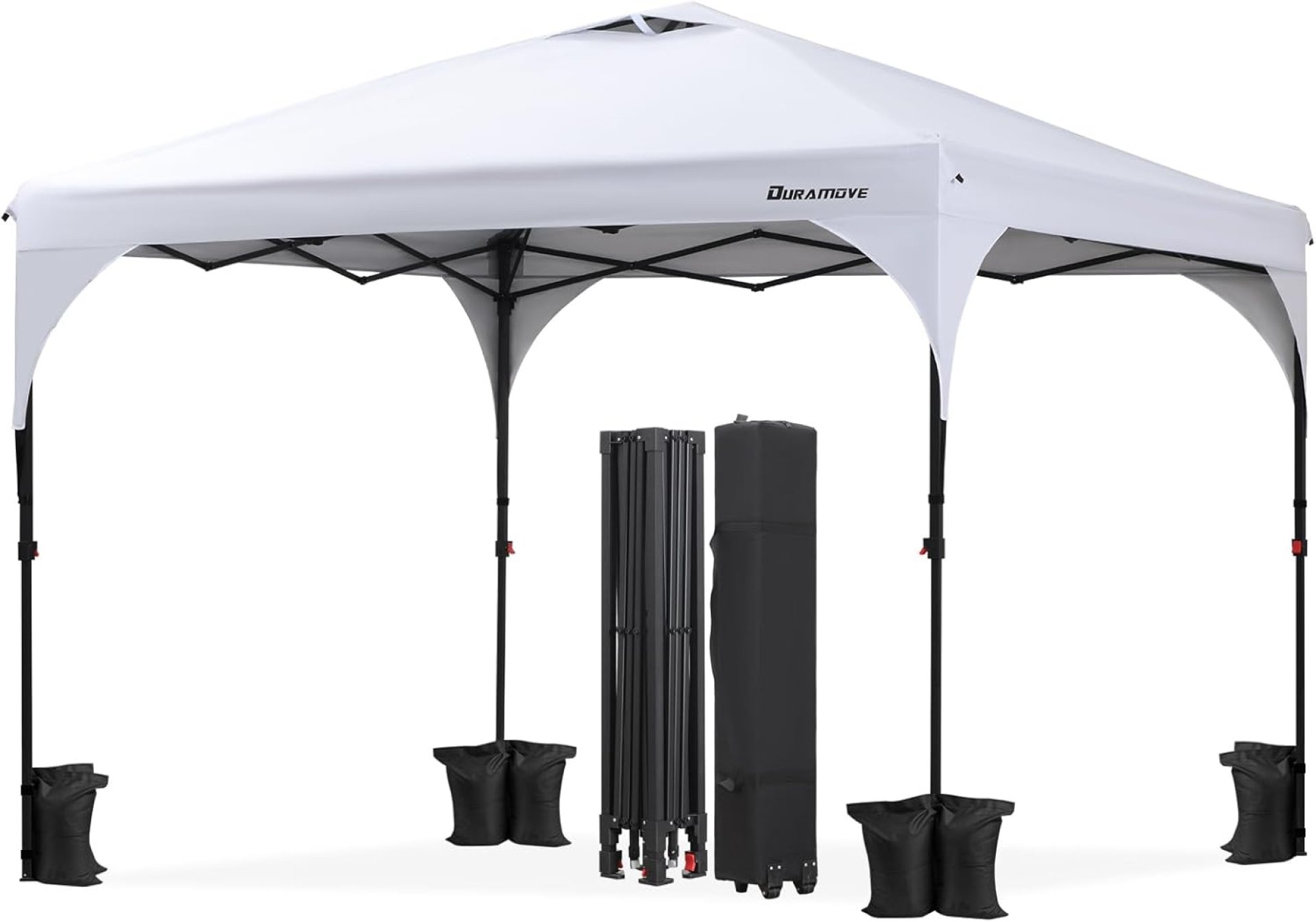 10×10 Pop Up Canopy Tent, One Push Outdoor Tent, Instant Portable Sun Shelter for Commercial Events, Parties, Camping with Roller Bag, 4 Sand Bags, 8 Stakes, Straight Legs(White) 10×10 Pop Up Canopy Tent, One Push Outdoor Tent, Instant Portable Sun Shelter for Commercial Events, Parties, Camping with Roller Bag, 4 Sand Bags, 8 Stakes, Straight Legs(White)