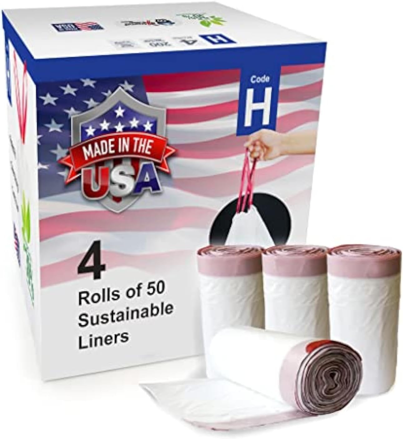 Compatible with Code H – 200 Count Durable Custom Fit Plastic Trash Bags w/Drawstring – 30-35 Liter/ 8-9 Gallon Trash Cans – Made in USA Compatible with Code H – 200 Count Durable Custom Fit Plastic Trash Bags w/Drawstring – 30-35 Liter/ 8-9 Gallon Trash Cans – Made in USA