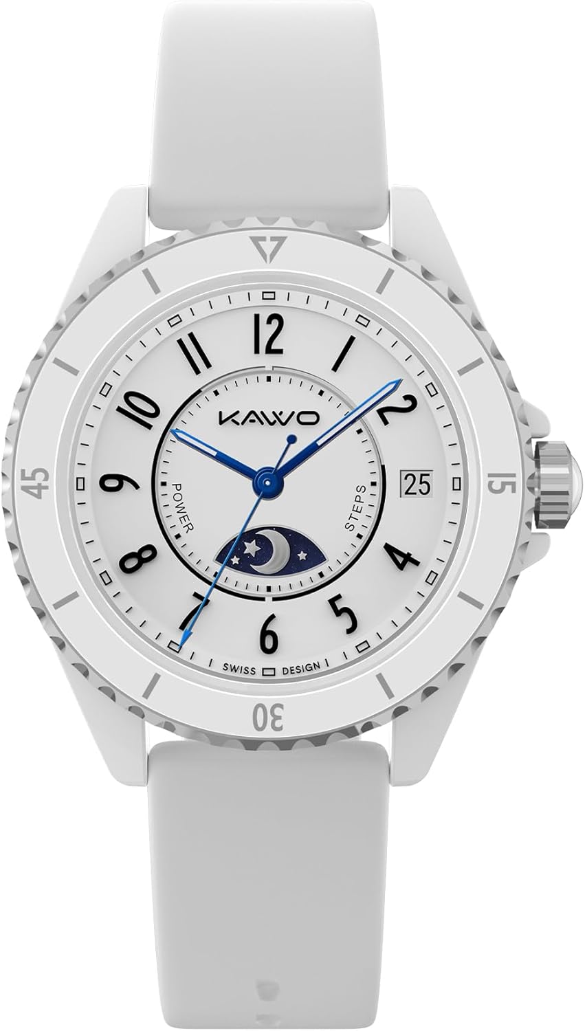 KAVVO Oyster Mini 38mm Bluetooth Smartwatch for Women, 1.1” Delicate AMOLED Always-On Display, Rotating Bezel, Fitness Tracker with Female Health, Heart Rate Blood Oxygen Monitor(Ceramic White) KAVVO Oyster Mini 38mm Bluetooth Smartwatch for Women, 1.1” Delicate AMOLED Always-On Display, Rotating Bezel, Fitness Tracker with Female Health, Heart Rate Blood Oxygen Monitor(Ceramic White)