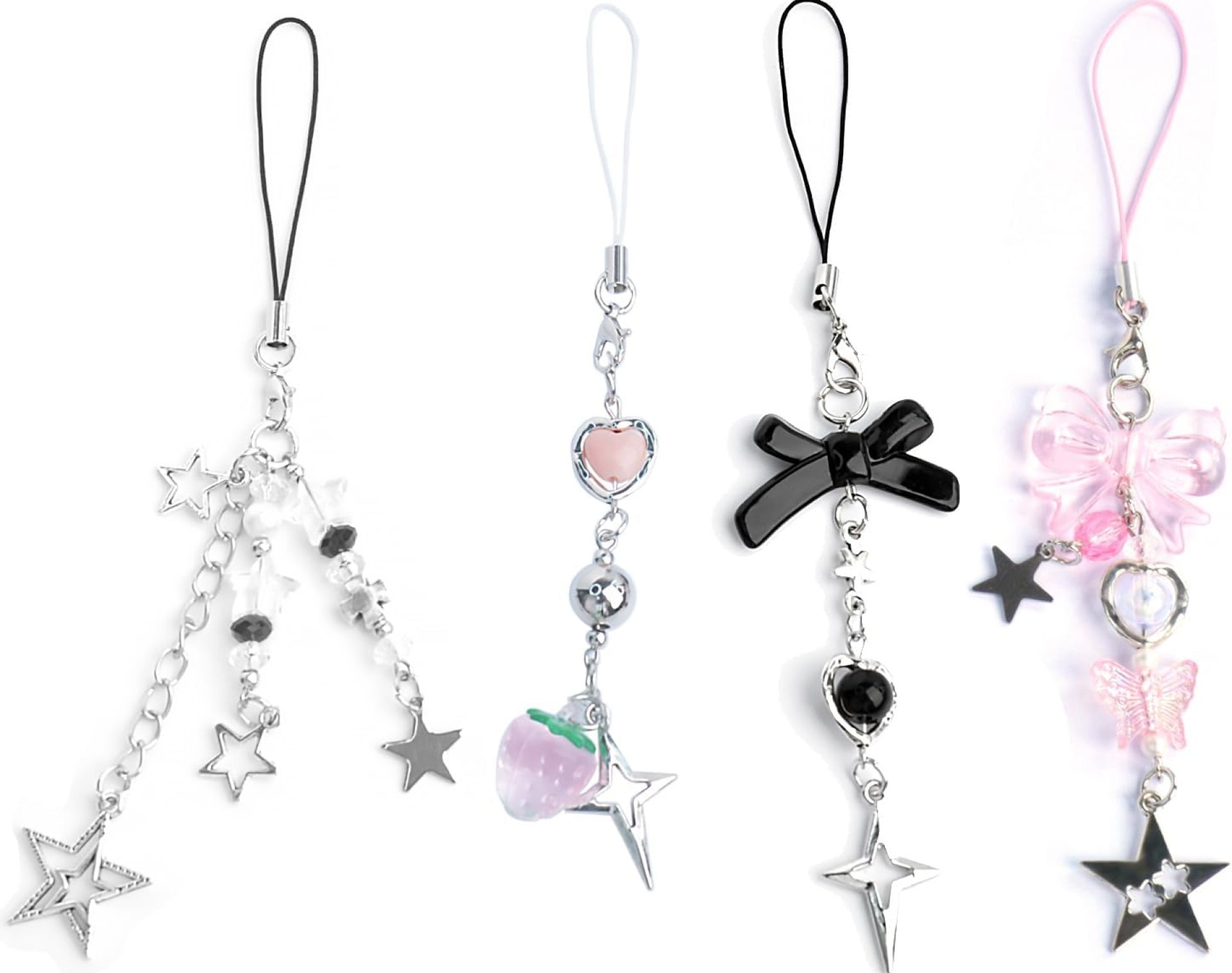 1-4PCS Cute Phone Charms Aesthetic Y2K Cell Phone Charms Strap Pink Strawberry Butterfly Star Phone Charm Y2K Accessories for Phone Bag Keychain Airpods Camera Pendants Decor 1-4PCS Cute Phone Charms Aesthetic Y2K Cell Phone Charms Strap Pink Strawberry Butterfly Star Phone Charm Y2K Accessories for Phone Bag Keychain Airpods Camera Pendants Decor