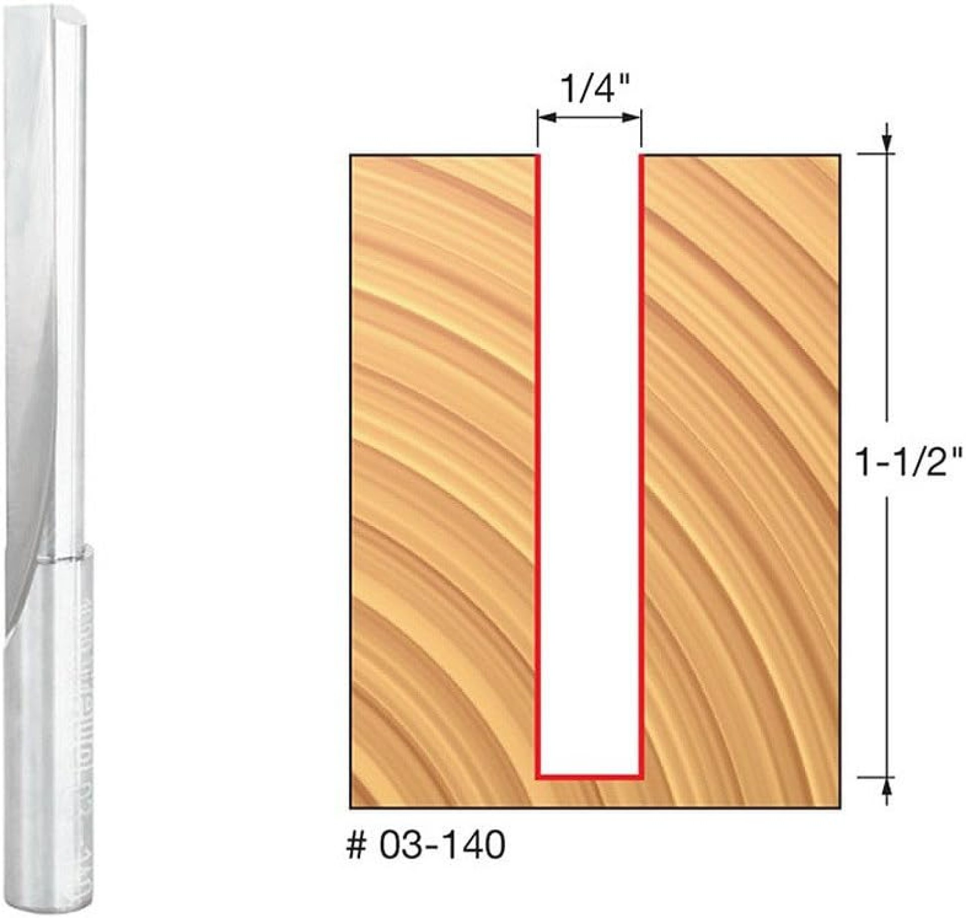 Freud 03-140 1/4″ Diax1-1/2″ Single Flute Straight Router Bit w/1/4″ Shank Freud 03-140 1/4″ Diax1-1/2″ Single Flute Straight Router Bit w/1/4″ Shank