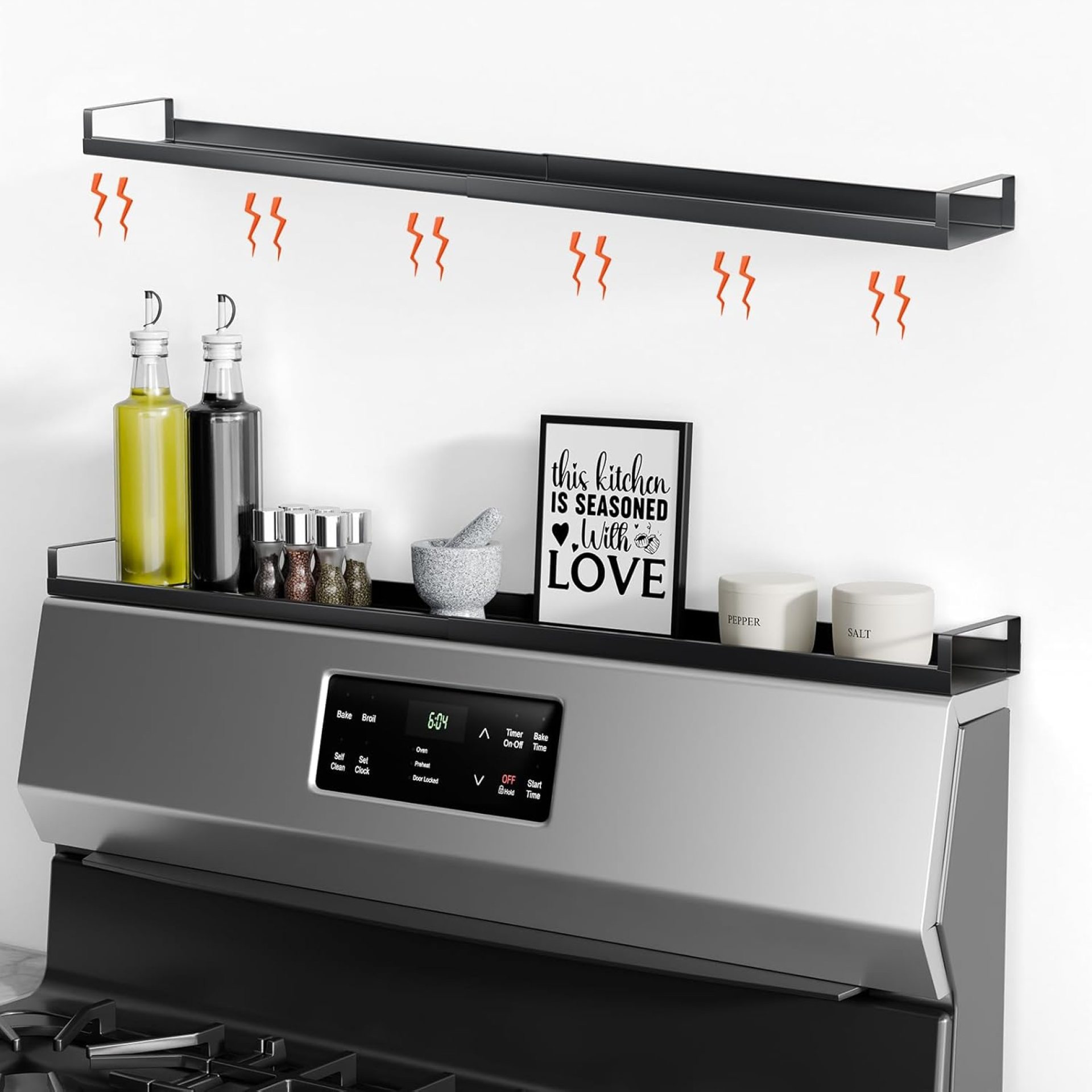 Bumusty 4X Strong Magnetic Shelf for Stove Top, 30″ Adjustable Oven Shelf Spice Rack Over the Stove, Seasoning Organizer Kitchen Shelves, Matte Black Bumusty 4X Strong Magnetic Shelf for Stove Top, 30″ Adjustable Oven Shelf Spice Rack Over the Stove, Seasoning Organizer Kitchen Shelves, Matte Black
